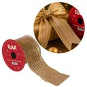 Ver imagem 3 de Fita Aramada Decorativa Champanhe Gold Listrada 6,3cm x 9,14m para Laços e Natal
