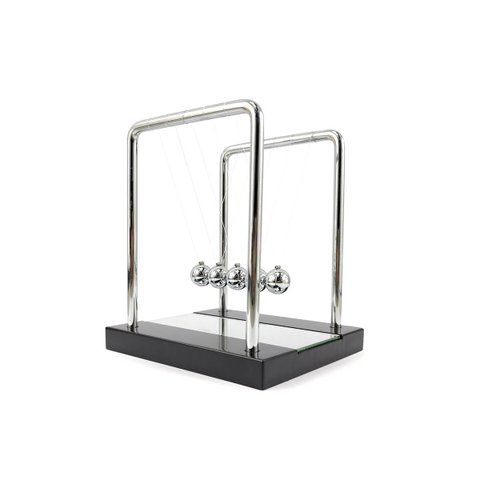 Pendulo De Newton Pequeno Com Base Espelhada Enfeite Para Decoração De Mesa Escritório Sala Quarto
