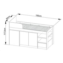 Cama Solteiro com Escrivaninha para Colchão 88 x 188cm Multimóveis VCR35067 Branco - 3