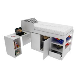 Cama Solteiro com Escrivaninha para Colchão 88 x 188cm Multimóveis VCR35067 Branco - 1