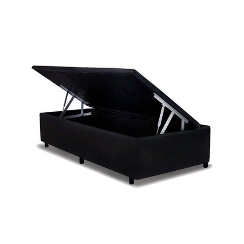Cama Box Baú Universal Solteiro Suede Black (88x188x35) - Costa Rica