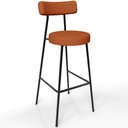 Ver imagem 3 de Kit 04 Banquetas Altas Bar Cozinha Sala De Jantar Em Aço Milão L02 Tecido Terracota - Lyam Decor