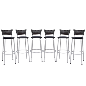 Kit 6 Banquetas Alta Banco para Balcão Junco Preto Àrea Gourmet Ilha Bancada bares Churrasqueira