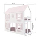 Ver imagem 3 de Beliche Montessoriano Casinha Bela com Coração 4 Janelas Venezianas - Madeira Maciça Branco/Rosa