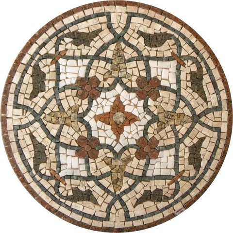 Piso em Mosaico Romano Floral Renascentista 90cm