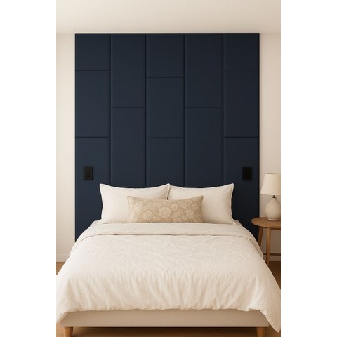 Cabeçeira Dominó 2,60 Altura e 1,60 Largura Modulos Colantes:Suede Azul