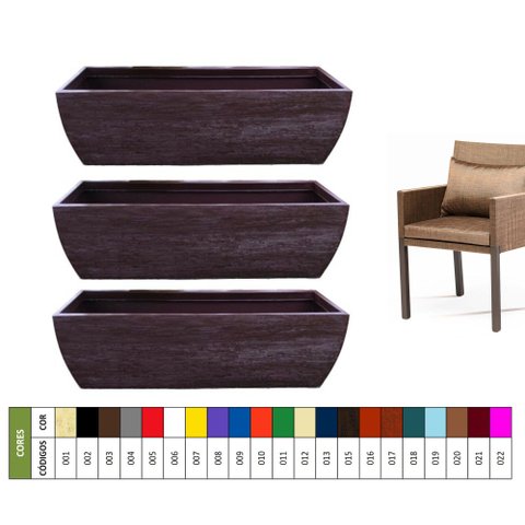 Kit 3 Vaso Planta 100x30 Jardineira Floreira Polietileno BGPLASTICOS LARANJA SUNSET 010