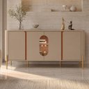 Ver imagem 7 de Aparador Buffet Bessa B02 4 Portas 3 Prateleiras MDP com Iluminação LED Fendi Freijó Lyam Decor
