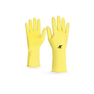 Kit 12 Luva Látex Amarela Forrada Anti-Derrapante G