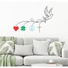 Adesivo Decorativo de Parede Frase Fé e Pomba da Paz Desenhos Coloridos - 1
