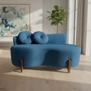 Ver imagem 1 de Namoradeira Sofá Feijão Lounge 120cm Orgânica Bouclé Azul Marinho