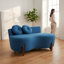 Ver imagem 2 de Namoradeira Sofá Feijão Lounge 120cm Orgânica Bouclé Azul Marinho