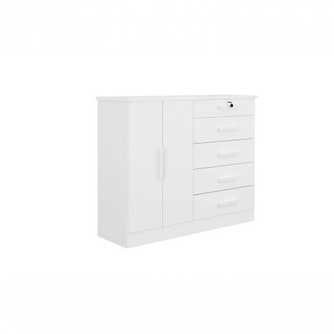 Cômoda New Athos 5 Gavetas com Sapateira D' Doro Branco