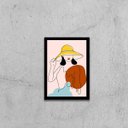 Ver imagem 1 de Quadro Figurativo Série Mulher Verão 3 45x34cm - com vidro:Madeira preta