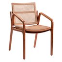 Ver imagem 1 de Cadeira para Mesa de Jantar Alice 54cm Madeira Maciça com Braço | Courino Caramelo - Sallar Home