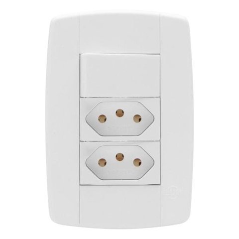 Kit 15 Interruptor 1 T + 2 Tomadas Branco Completo 10A Lev
