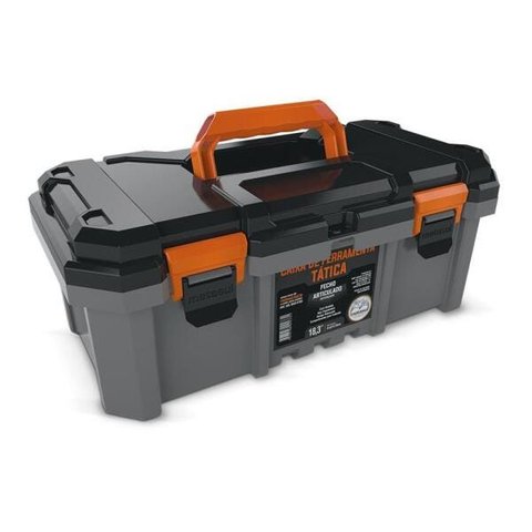 Caixa Ferramentas Plástica Fecho Articulado Reforçado Preta 18,3" - Metasul