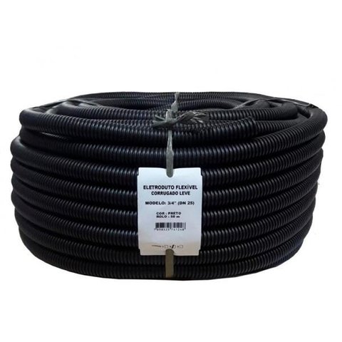 Eletroduto Corrugado (Conduite) Preto 3/4" - 50M Leve - Volpato