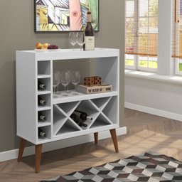 Aparador Bar Adega com Pés Palito Retrô Creta Cor Branco - Comprar Móveis em Casa - 1