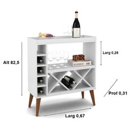 Aparador Bar Adega com Pés Palito Retrô Creta Cor Branco - Comprar Móveis em Casa - 3