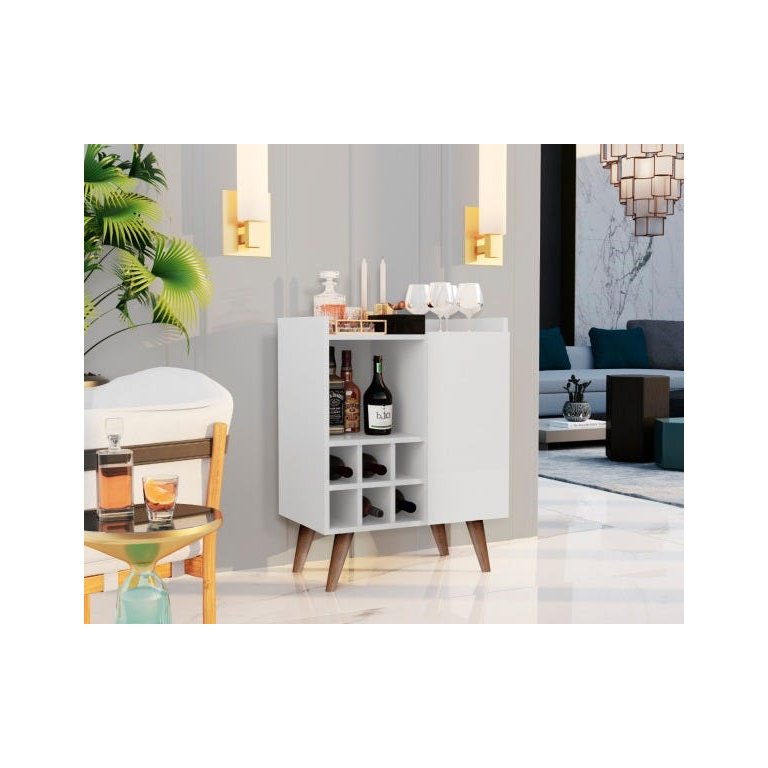 Aparador com Adega Bar Estilo Retrô 1 Porta Lulu Cor Branco - Comprar Móveis em Casa