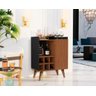 Aparador com Adega Bar Estilo Retrô 1 Porta Lulu Cor Preto com Freijo - Comprar Móveis em Casa - 1