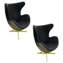 Ver imagem 1 de Kit 2 Poltronas Decorativas Egg Chair Mercedes AMG Cinza/Verde - Gran Belo