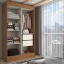 Ver imagem 2 de Guarda-roupa Solteiro Europa 2 Portas 2 Gavetas Cinamomo/off White - Panorama Móveis