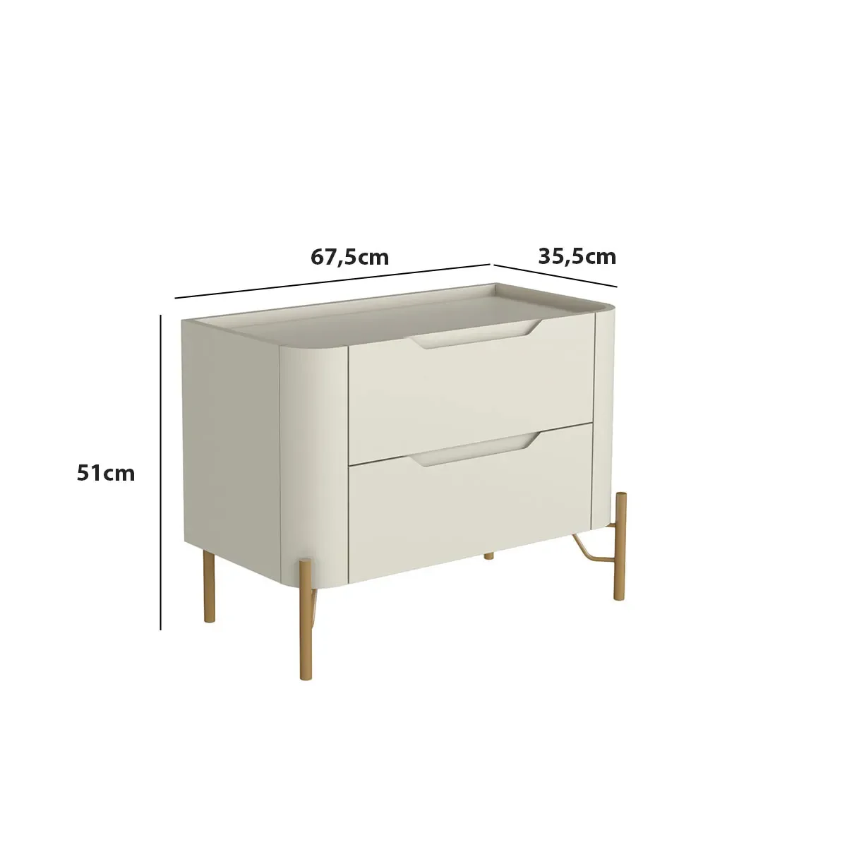 Ver imagem 3 de Mesa de Cabeceira 2 Gavetas L67,5 X A51cm Mdf