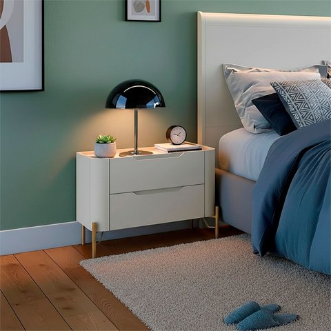 Mesa de Cabeceira 2 Gavetas L67,5 X A51cm Mdf