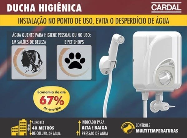 Ducha Higienica Elétrica 4 Temperaturas Cardal 4,2Kw 220V - 3