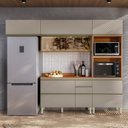Ver imagem 1 de Cozinha Completa Modulada 270cm x 218,5cm Aéreo Rft Tq 4 Peças Proença Bege/Nogueira/Nude Prime