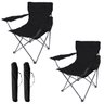 2 Cadeiras Banco Banqueta Pesca Camping Praia Apoio de Braço e Porta Copos Preto Importway Iwcdc-pt - 1