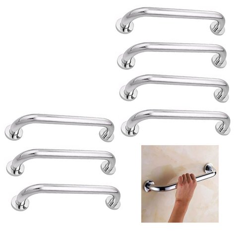 Alça de Apoio 30cm Inox Barra Kit 7 Unidades Idoso Box Banheiro Segurança Corredor Acessibilidade Su