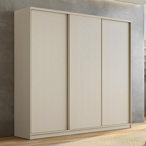 Guarda Roupa Casal 3 Portas de Correr 6 Gavetas 260cm Mdf Cor:luna