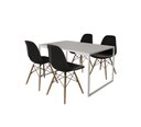 Ver imagem 2 de Mesa Industrial Base Ferro Branco Tampo 137x90 Branco 4 Cadeiras Eames Madeira Assento Preto