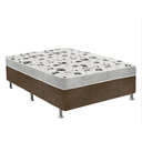 Ver imagem 1 de Cama Box Casal Suede Marrom + Colchão Casal Suede Cinza Espuma 138x188x55