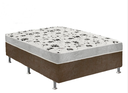 Ver imagem 1 de Cama Box Casal Suede Marrom + Colchão Casal Suede Cinza Espuma 138x188x55