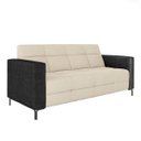 Ver imagem 1 de Sofá Living Decorativo Houston 2 Lugares 160cm Pés em Metal Veludo/ Pu Bege/ Preto G33 - Gran Belo