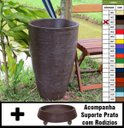 Ver imagem 1 de Kit Vaso Planta + Prato Rodízio 65x40 Oval Moderno Polietileno BGPLASTICOS MARROM CAFE 003