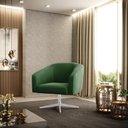 Ver imagem 2 de Poltrona Giratória Stella Suede Verde Base Cromada - D’Rossi