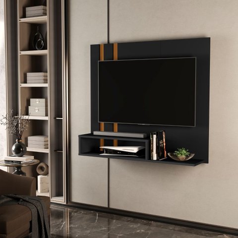 Painel Pompéia Suspenso para Tv de até 32 Polegadas - Preto com Nature