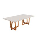 Ver imagem 1 de Mesa para Sala de Jantar Flora 220cm Tampo Canto Moeda Laqueado com Vidro