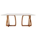 Ver imagem 2 de Mesa para Sala de Jantar Flora 220cm Tampo Canto Moeda Laqueado com Vidro