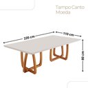 Ver imagem 3 de Mesa para Sala de Jantar Flora 220cm Tampo Canto Moeda Laqueado com Vidro