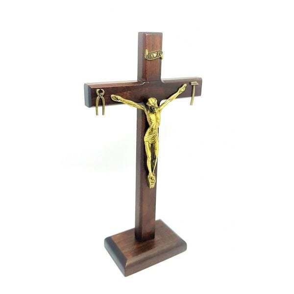 Crucifixo de Mesa de Nossa Senhora da Salette 23 cm (Cruz Saletina Mesa 23 cm) - 1