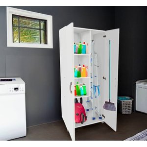 Armário Multiuso de Lavanderia com Espaço para Escada e Rodízio - Bella Vercelli 1002