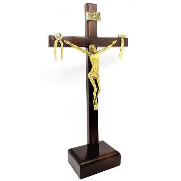 Crucifixo de Mesa de Nossa Senhora da Salette 30 cm (Cruz Saletina Mesa 30 cm) - 1