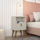 Ver imagem 1 de Mesa de Cabeceira com 1 Gaveta 1 Nicho Pé Palito Alexa-Off White- Edecasamoveis