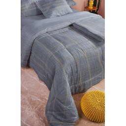 JOGO DE CAMA QUEEN 100% POLIESTER COM 4 PEÇAS:Cinza - 3